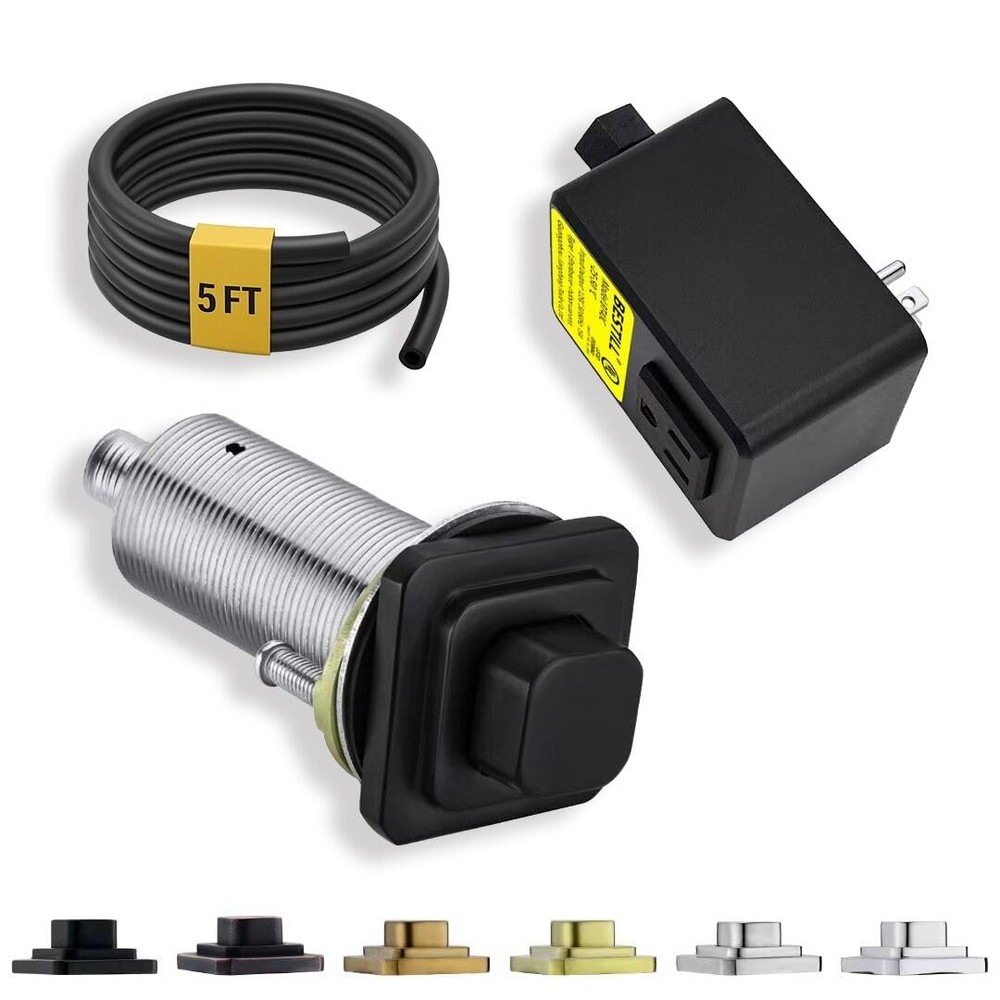 Ill Garbage Disposal Air Switch Kit Ul Listed Matte Black Square Push Button Cor