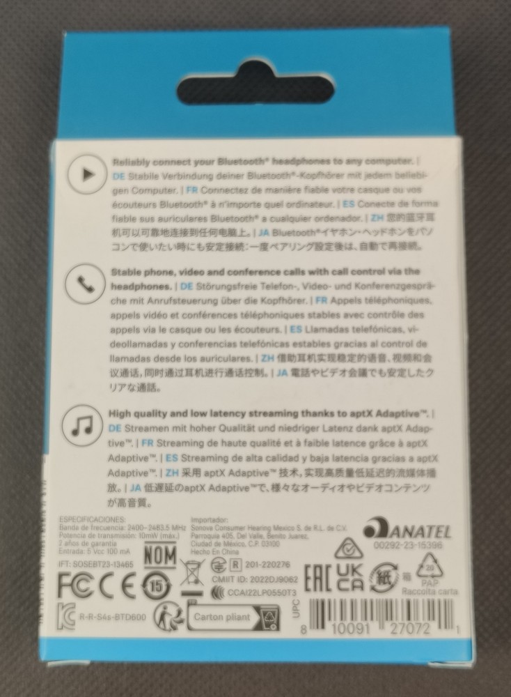 Sennheiser BTD 600 Bluetooth Dongle - USB-A/USB-C Adapter