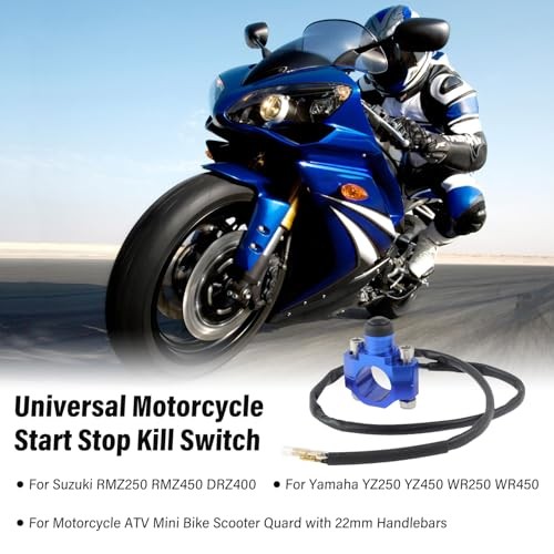 Universal Motorcycle Engine Stop Start Kill Switch Button Blue(Black Button)