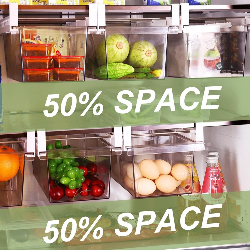 2 Pack Extra-Large Deli Drawer Organizer for Refrigerator Pull Out - Fridge