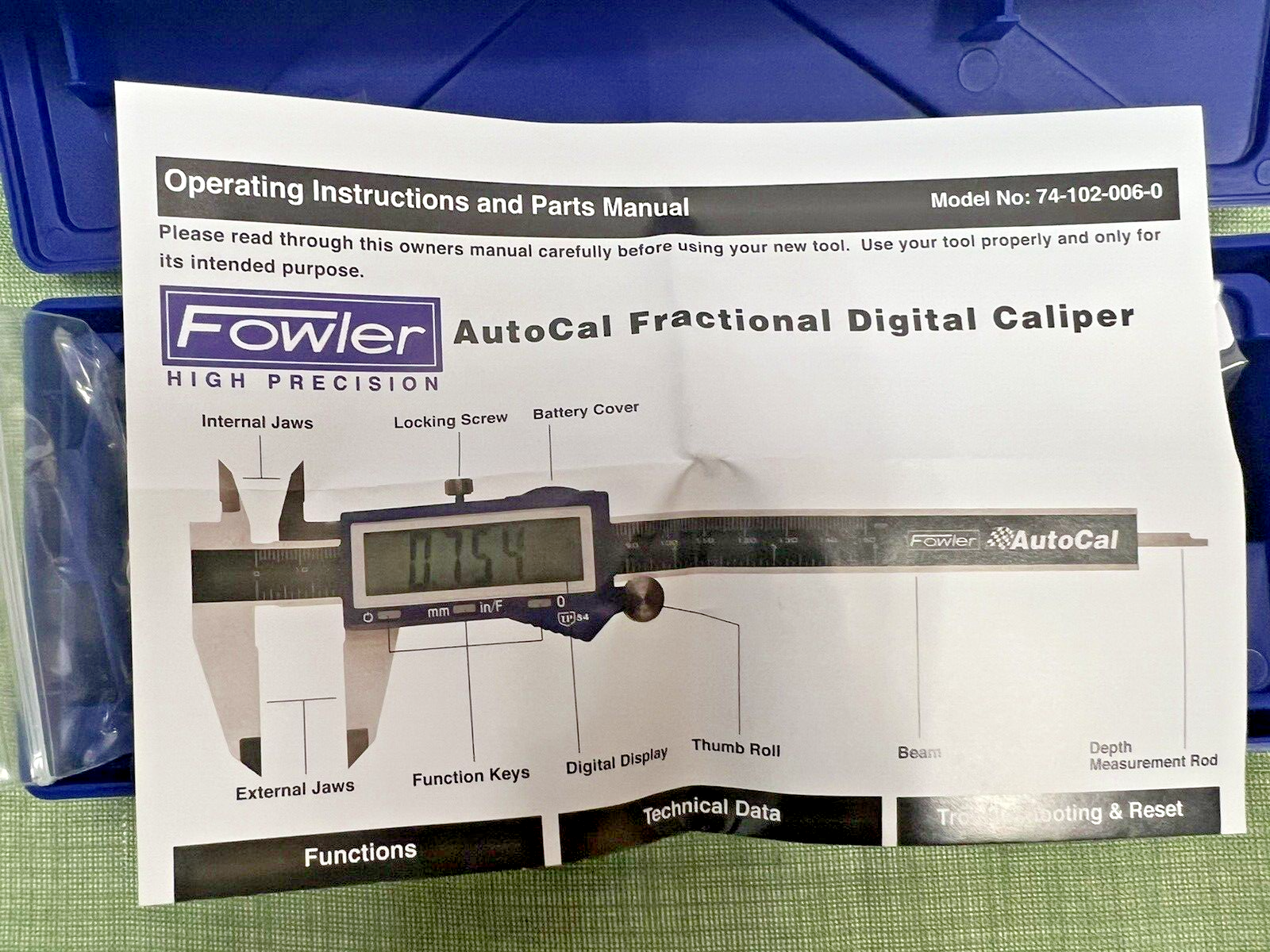 NEW Fowler 54-103-006-0 Electronic Caliper 0-6"/150mm Range, .0005"/0.01mm
