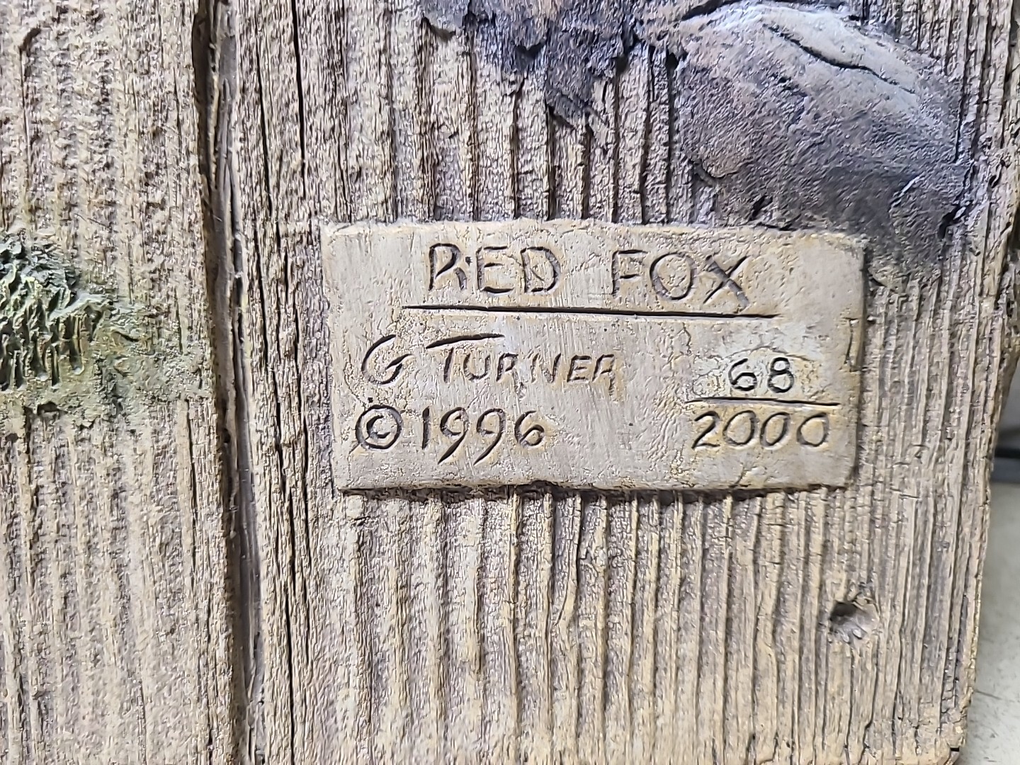 GEORGE TURNER 1996 LIMITED EDITION HAND PAINTED RELIEF SCULPTURE "RED FOX" ART