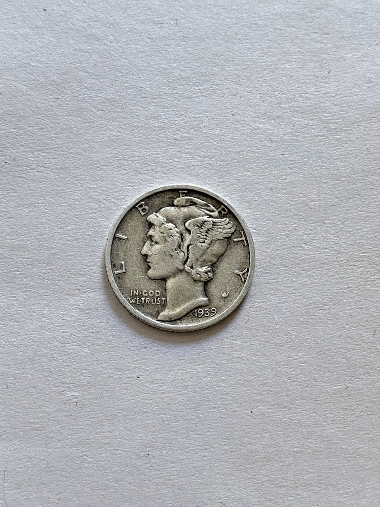 1939-D Mercury Dime Error – Misplaced Mint Mark, 90% Silver, Rare
