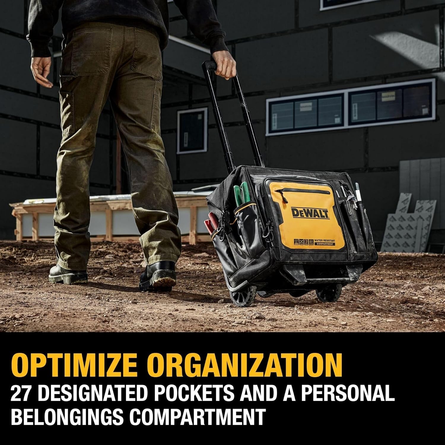 DEWALT 18 Inch Rolling Tool Storage Bag with 27 Pockets (DWST560107)