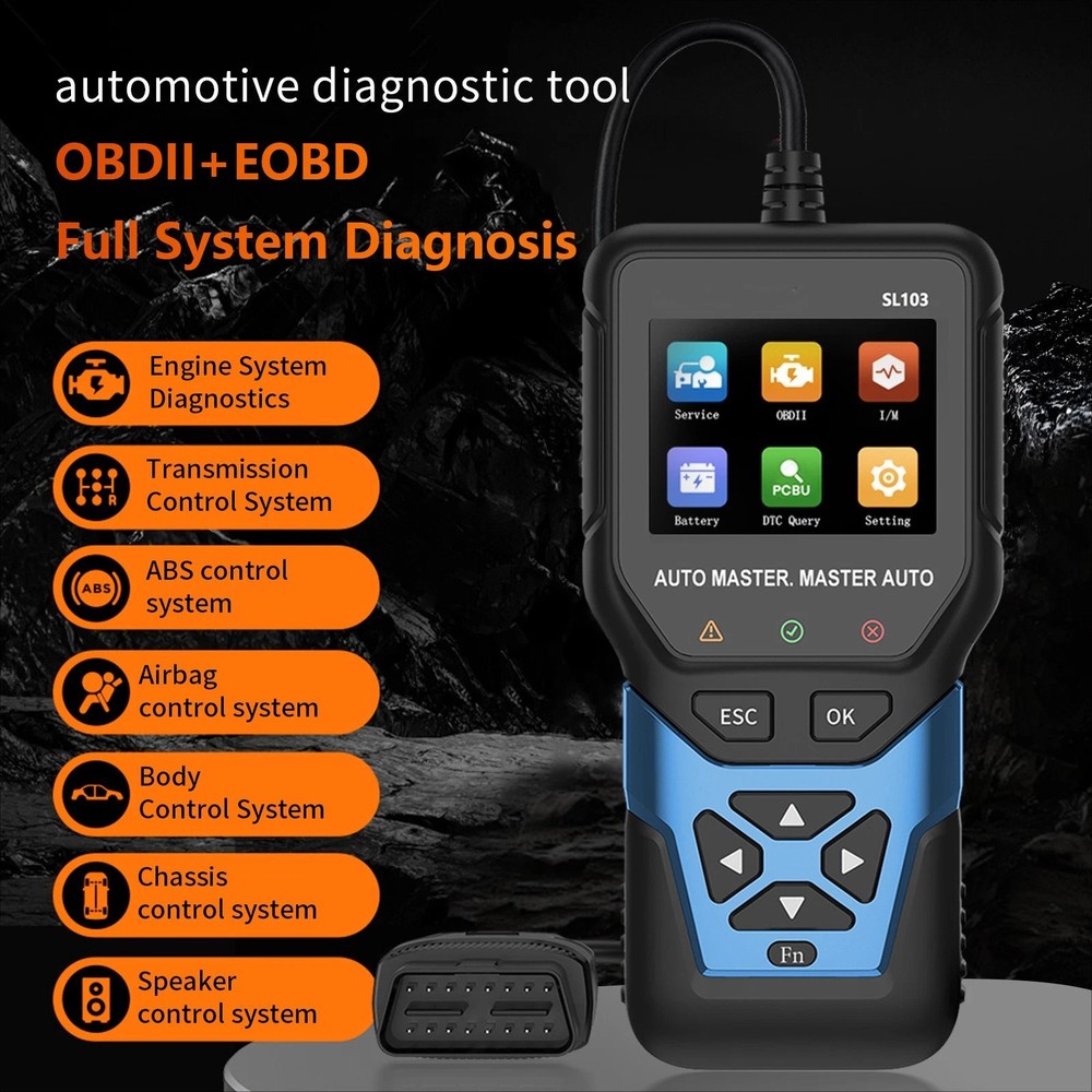 Full System OBD2 Diagnostic Scanner Code Reader - CEL Reset & Battery Test Tool