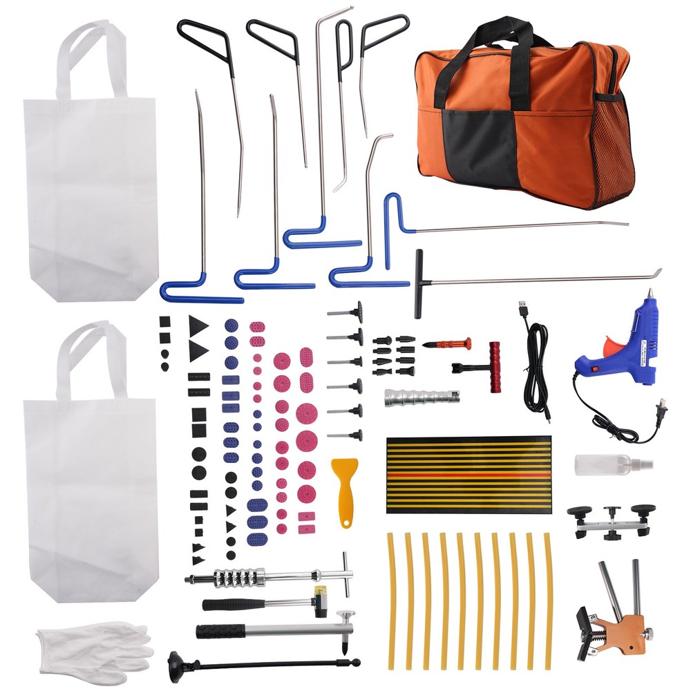 89pcs Auto Dent Kit Paintless Removal Bridge Puller Hammer Glue Gun