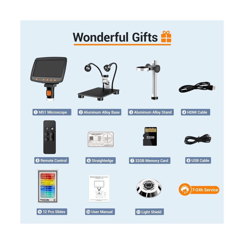 Digital Microscope with 7" LCD Screen,1500X Magnification Soldering Microscop...