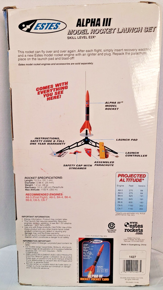 Estes Alpha lll Model Rocket and Launch Set