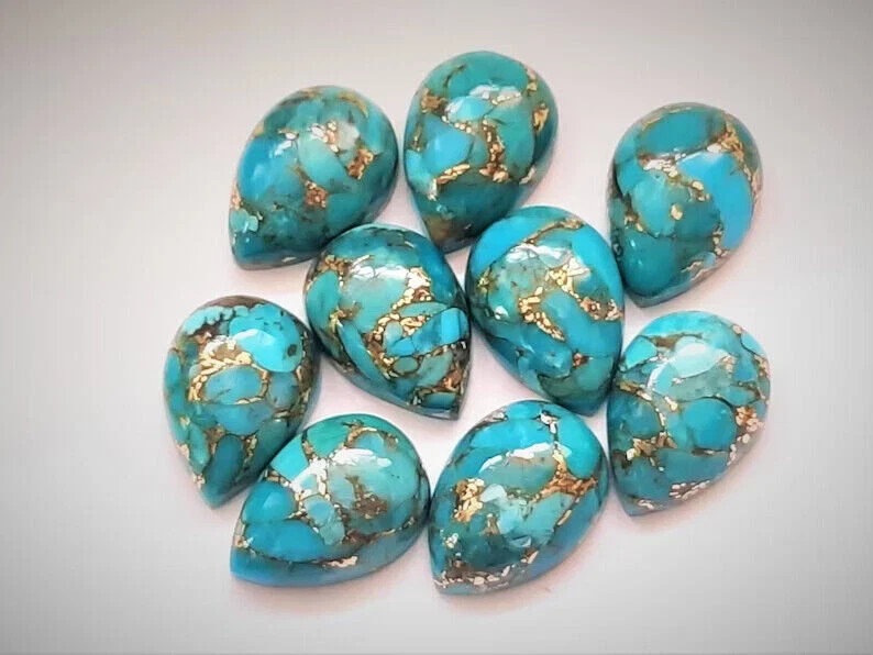 AAA+ Blue Copper Turquoise "Smooth" Pear Shape Loose Gemstone