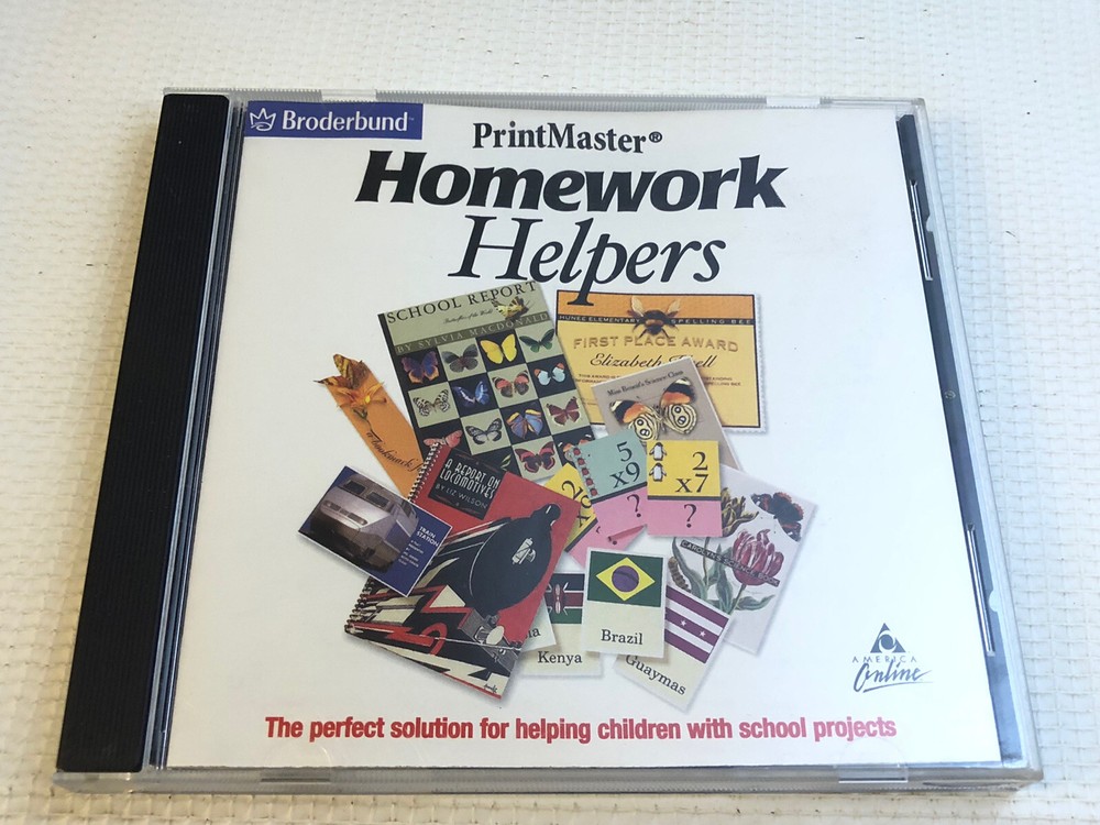 Homework Helpers School Project Software Broderbund PrintMaster CDROM XP 2002 PC