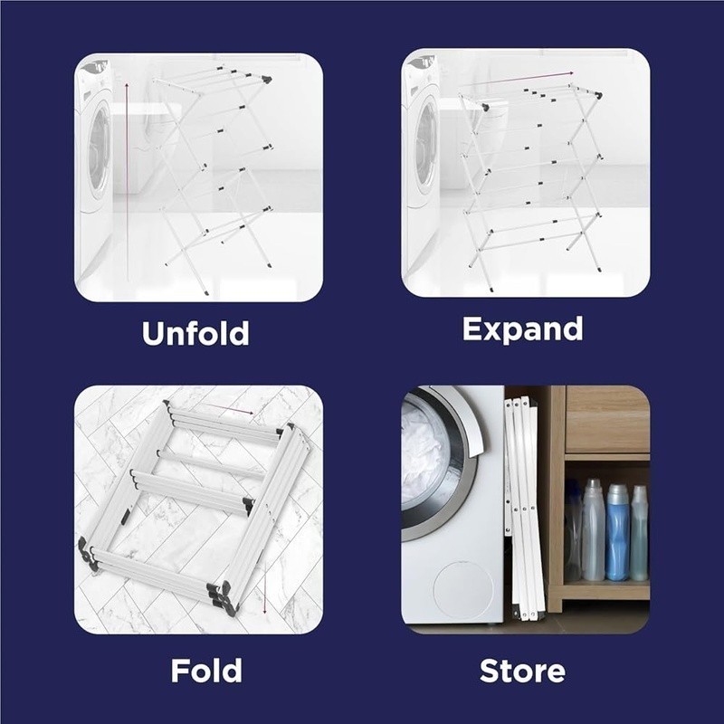 Foldable Drying Rack Metal Collapsible Laundry Space Saving Portable Air Drying