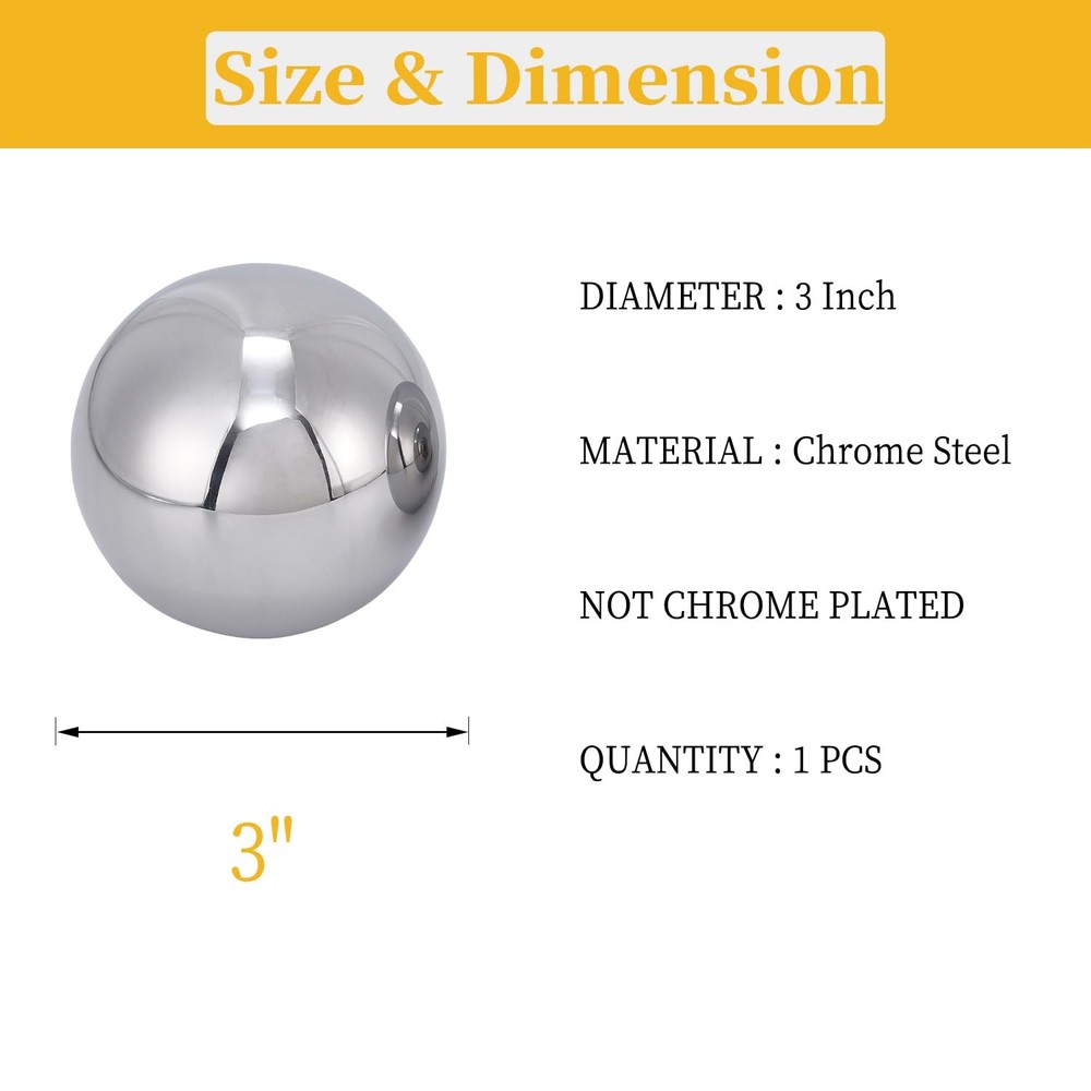 One Large 3" Inch Diameter Hardened Chrome Solid Steel Diameter: 3