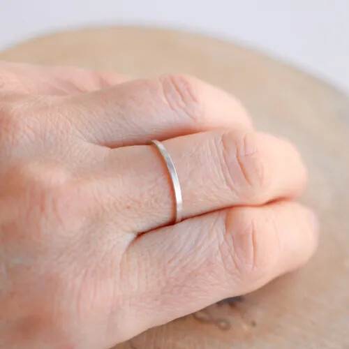 Plain Thin 1mm 925 Sterling Silver Square Profile Band Handmade Ring AK522