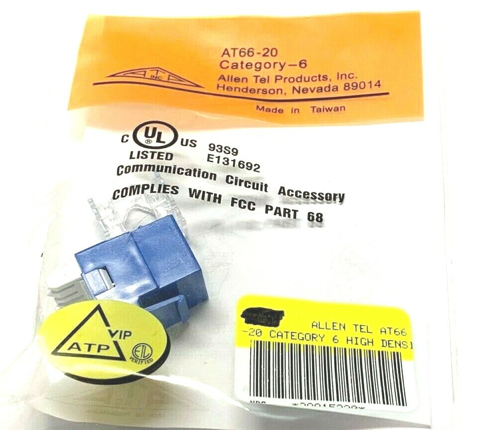 ALLEN TEL Cat 6 High Density Jack Module, Blue AT66-20