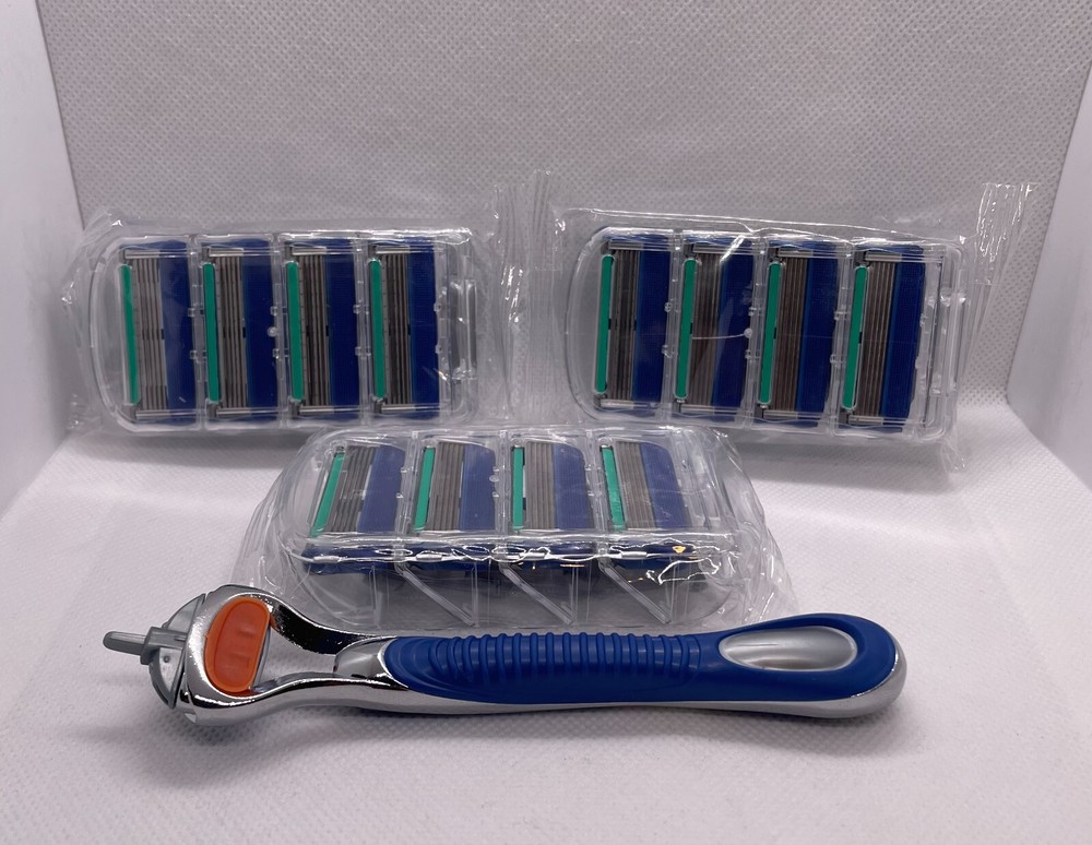 5 layer shaving razor blade 12 carthridges 1 handle smooth & clean shaving