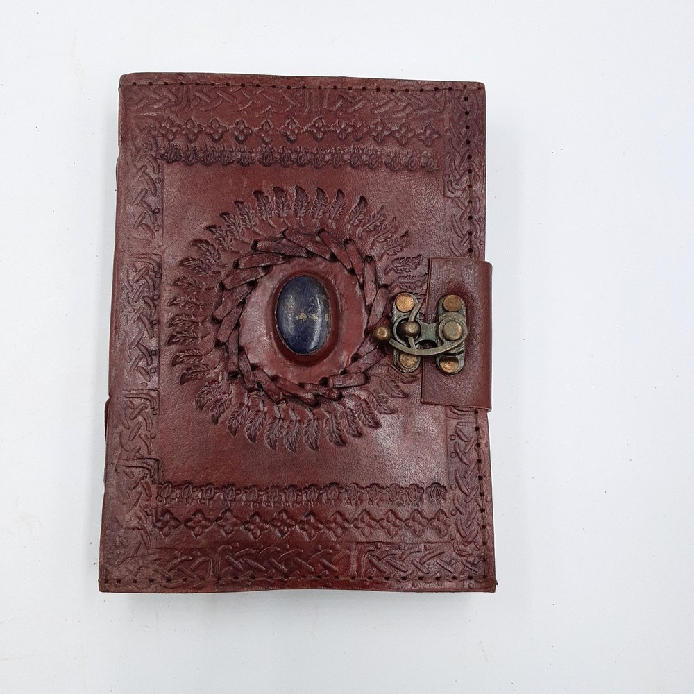 Embossed leather Blue Stone 120 page blank journal