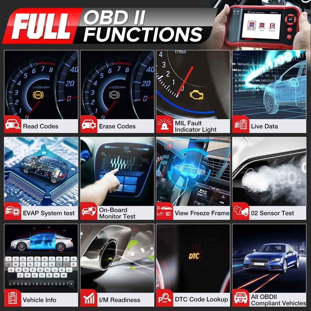 2024 LAUNCH X431 CRP123 OBD2 Diagnostic Scanner ABS SRS Fault Code Reader Tool
