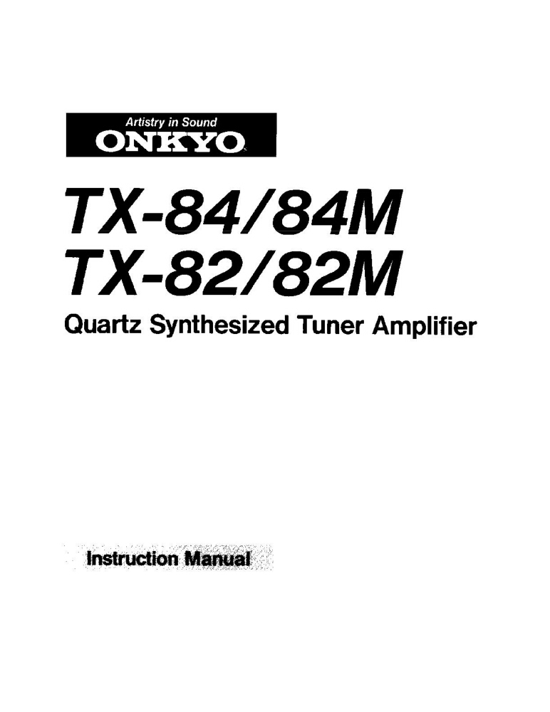 Onkyo TX-82 Tuner Owners Manual