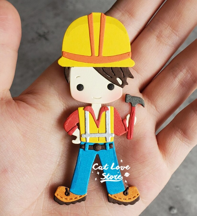 Construction Worker Metal Cutting Dies Scrapbooking Mold Card Making DIY Craft