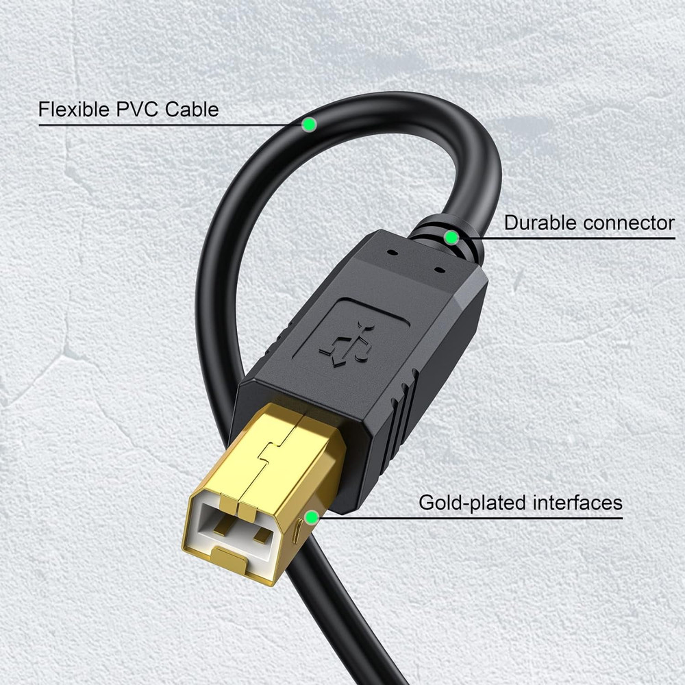 Printer Cable 30 Feet - USB a to USB B Printer Cable Compatible with HP, Canon,