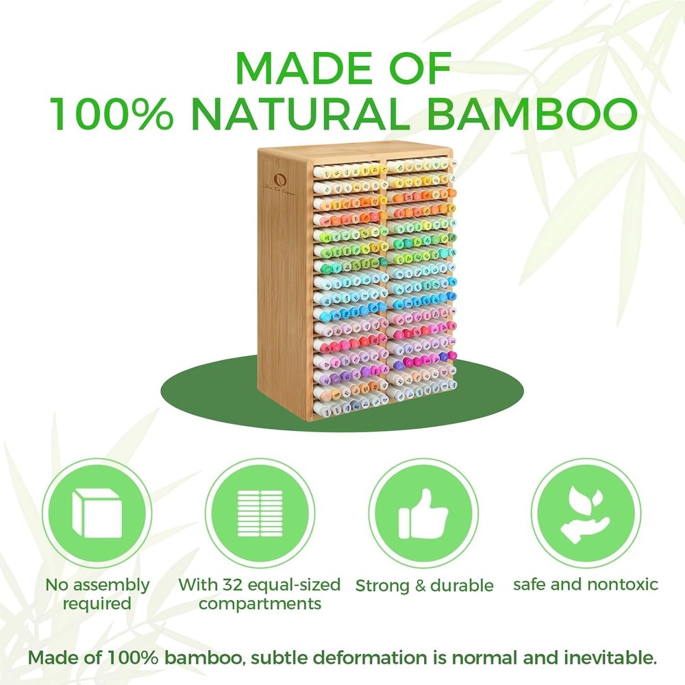 Stackable Bamboo Storage Holder for Markers, Ideal for Art Teachers and Students