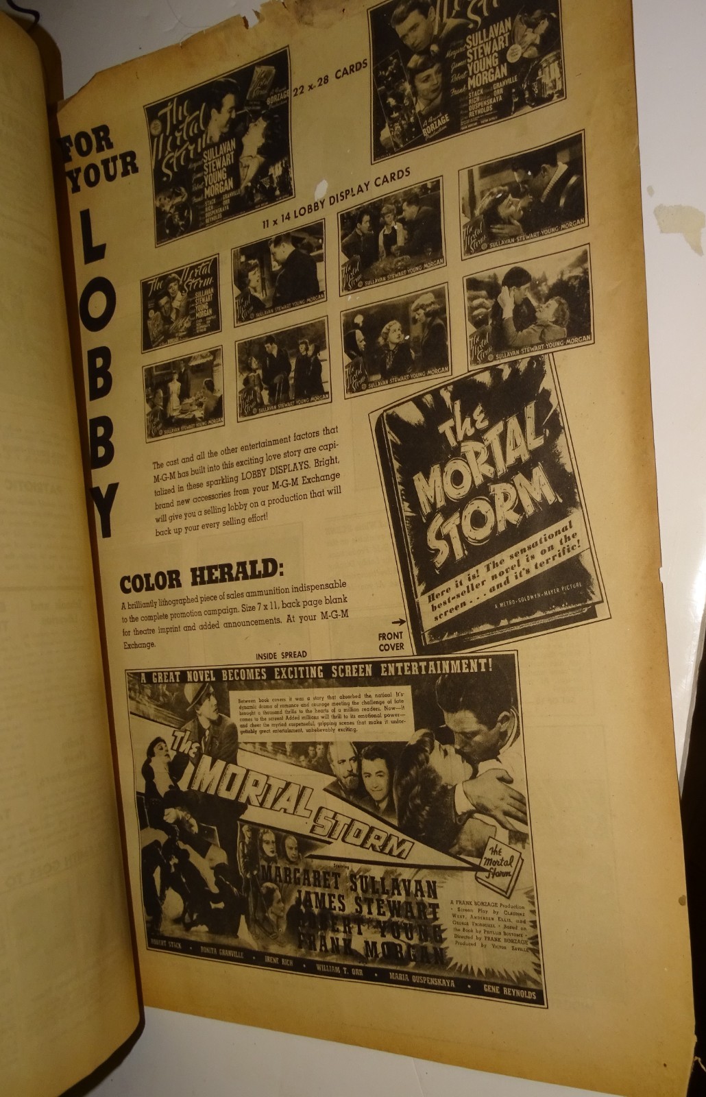 1940 THE MORTAL STORM Exhibitor Manual & Mini-Poster (Herald) James Stewart, etc