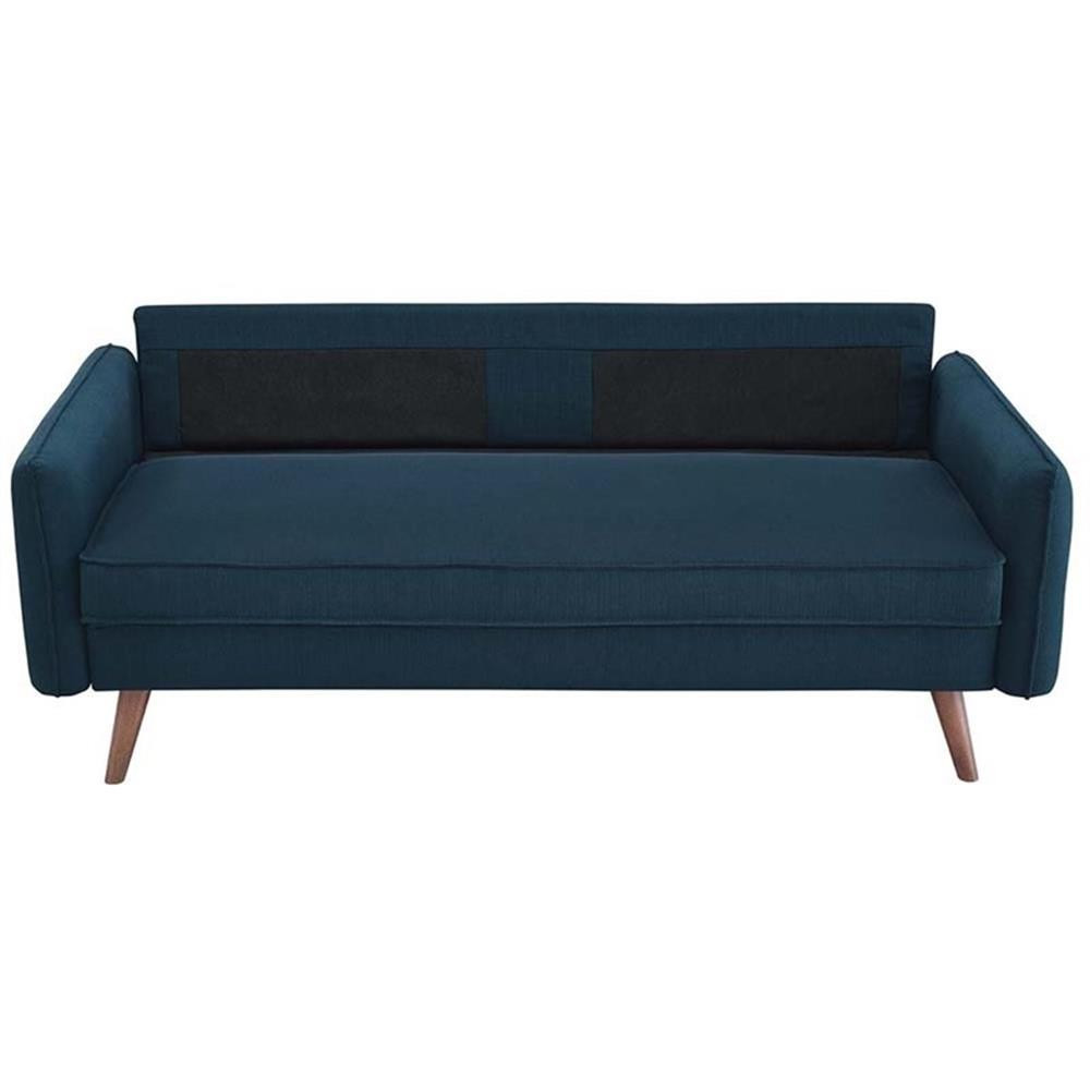 Modway Revive Modern Fabric Upholstered Sofa in Azure & Walnut