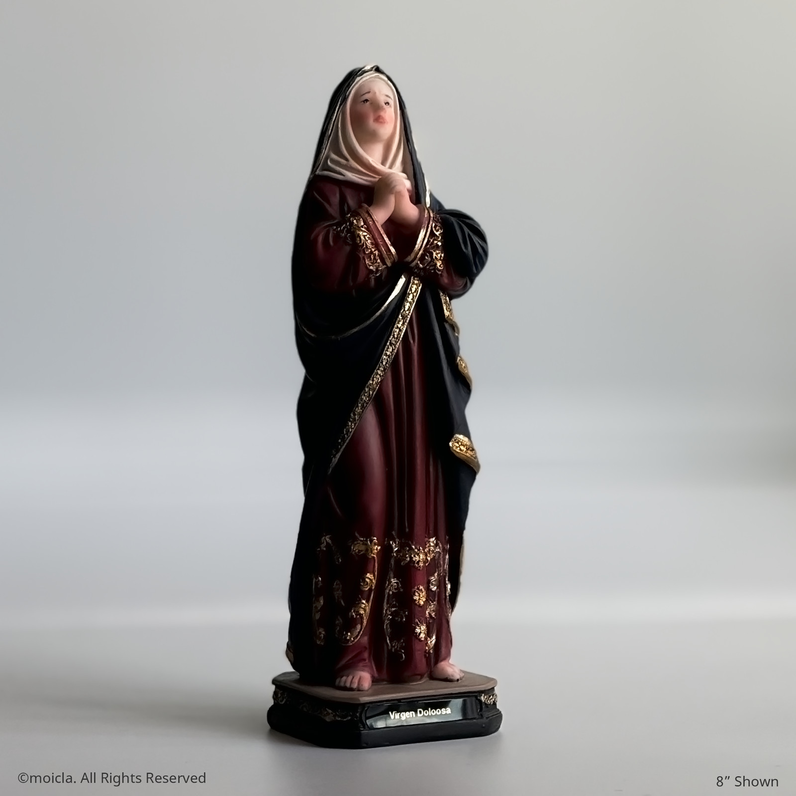 moicla - Our Lady of Sorrows Statue - 8" Catholic Figurine | Virgen Dolorosa