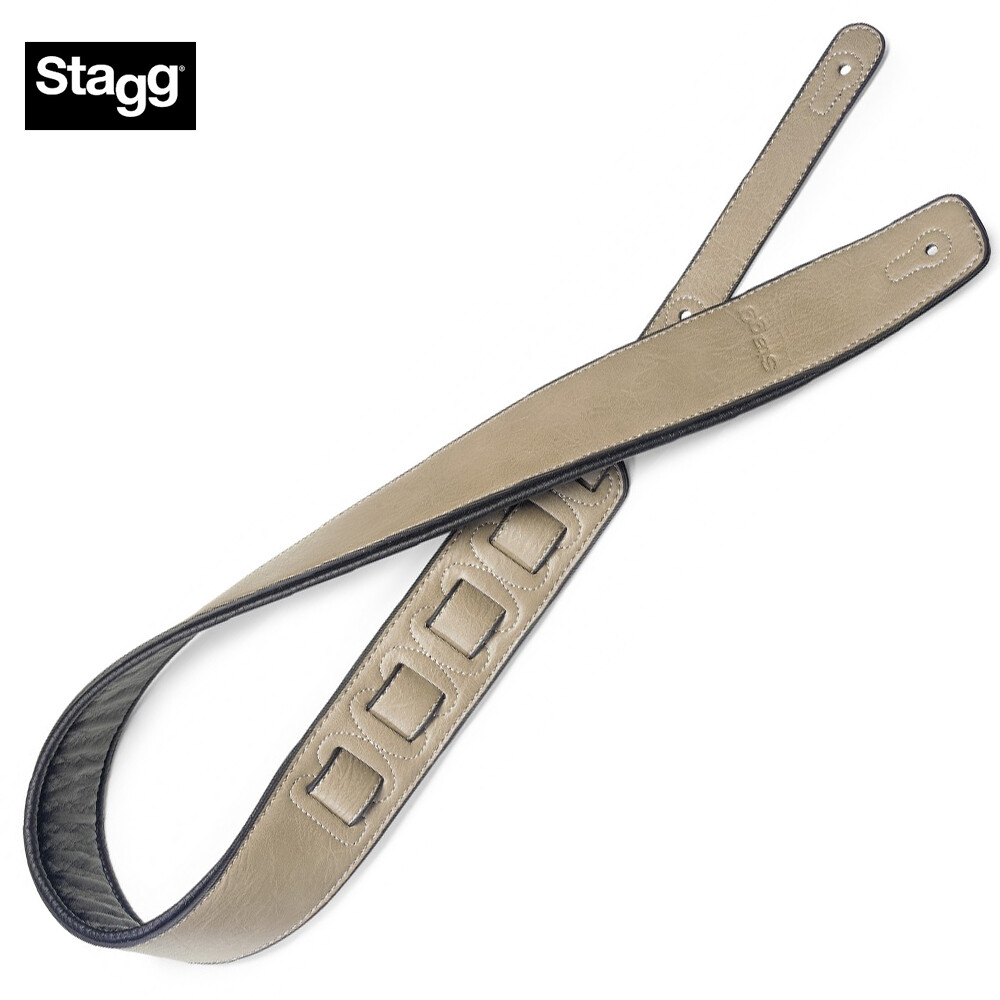 Stagg SPFL 30 BEI Beige Padded Leather-Style Adjustable Guitar Strap