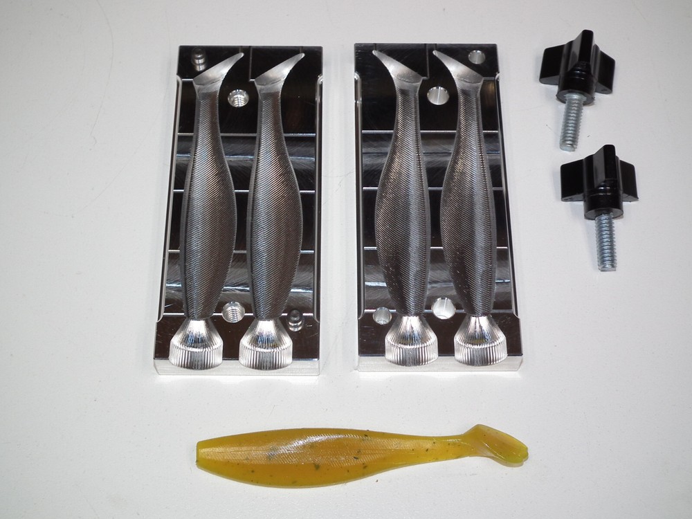 Saltwater Shad Paddle Tail -2  4" mold 2 cavity CNC Aluminum Trolling Rockfish