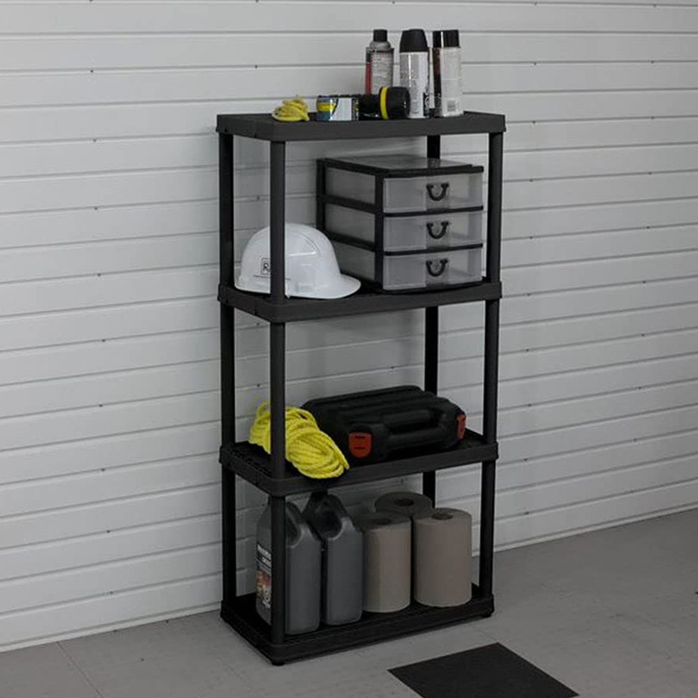 Gracious Living 4-Shelf Fixed Height Solid Organizing Storage Unit, (2 Pack)