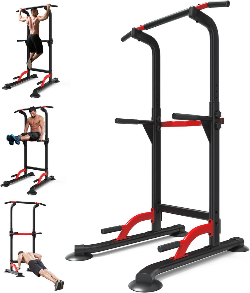 Pull up Bar Dip Bar Power Tower Workout Dip Station Height Adjustable Free Stand
