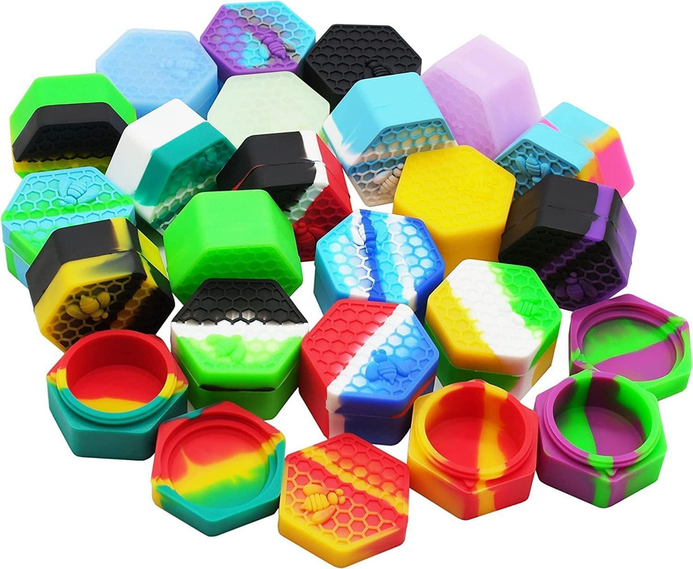 100 Non-Stick Hexagon Silicone Jars for Concentrate Storage - 26ml