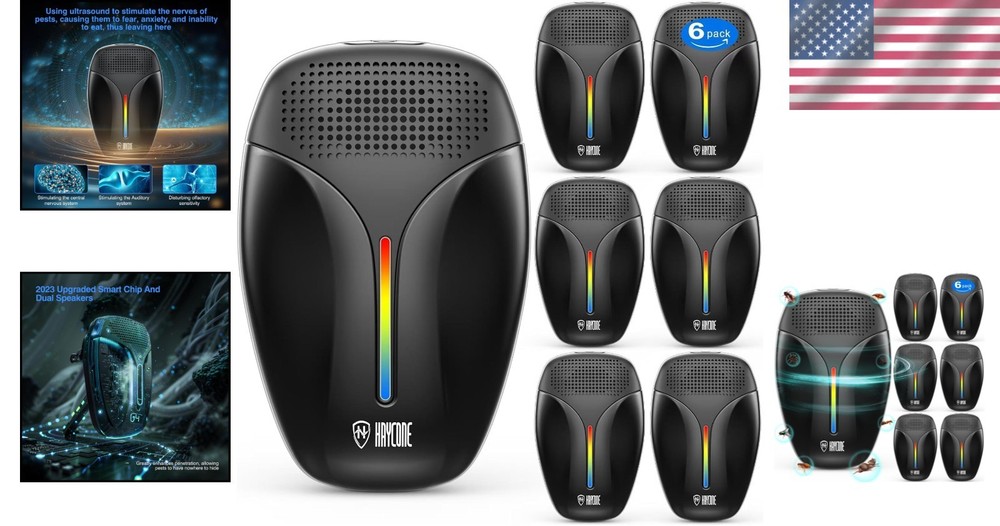 Upgraded Ultrasonic Pest Repeller - Eco-Friendly Indoor Insect Control (6 Pack)