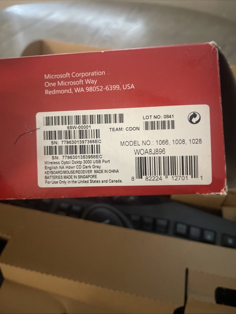 Microsoft Wireless optical Desktop 3000 Keyboard & Mouse Ergonomic combo