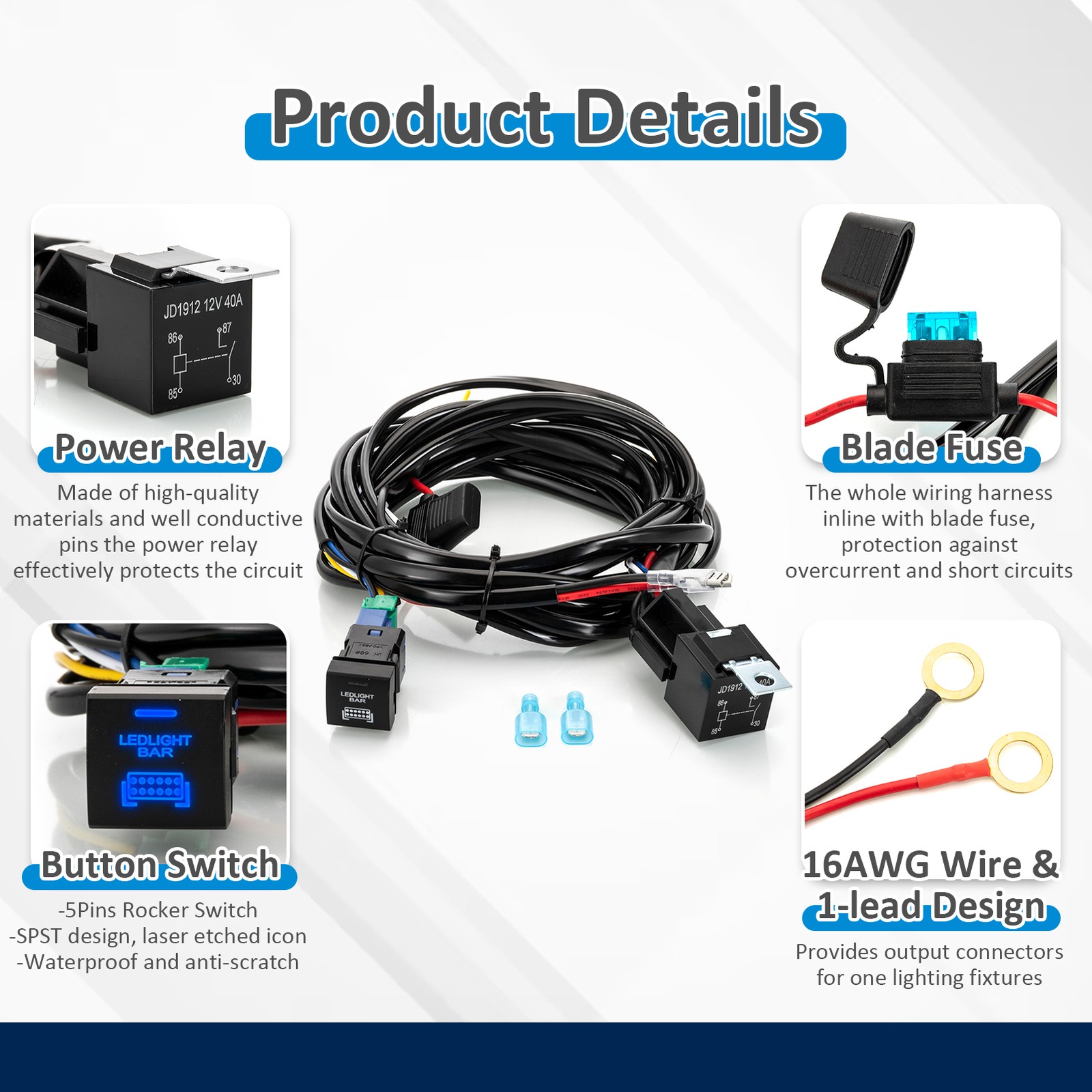 LED Light Bar Wiring Harness Push Switch Button Kit For Tundra 22 23 24 25 26