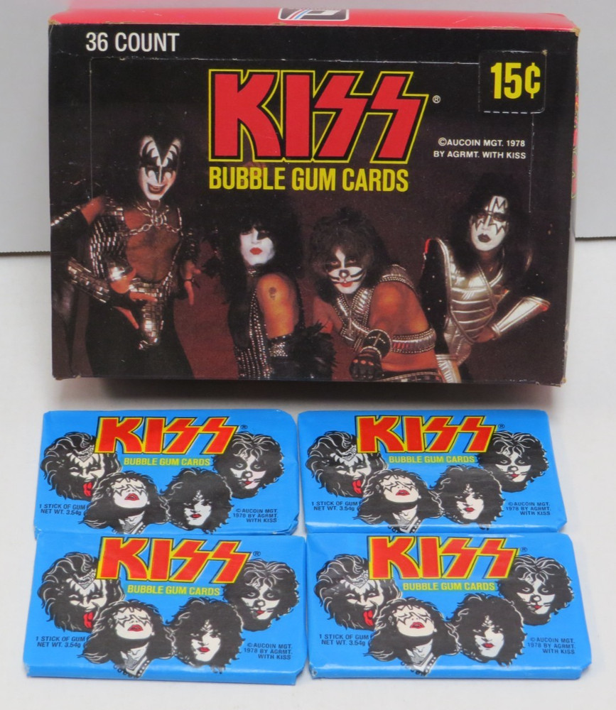 KISS DONRUSS SERIES I EMPTY BOX + 4 SEALED PACKS AUCOIN 1978