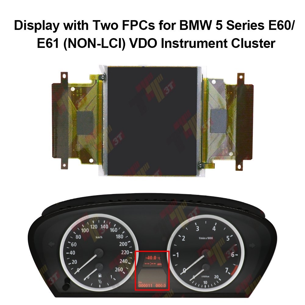 Display with Two FPCs for BMW 5 Series E61 / E60  (NON-LCI) VDO Instrument