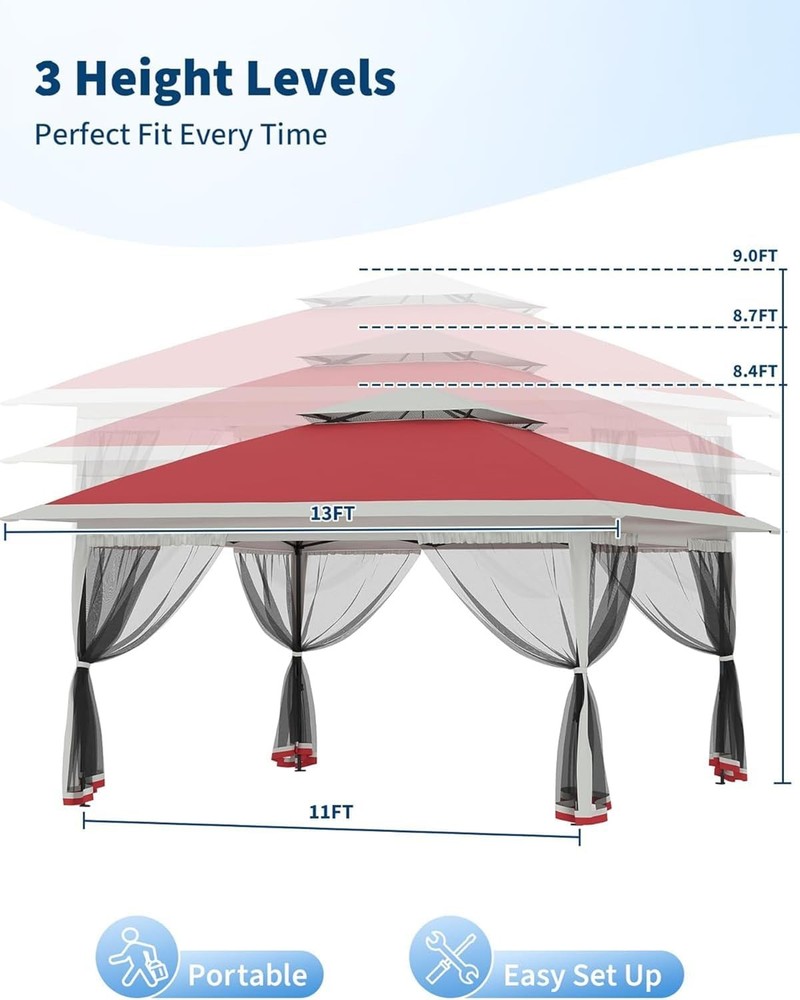 Garvee 13x13ft Canopy Tent One Push Setup Mosquito Netting