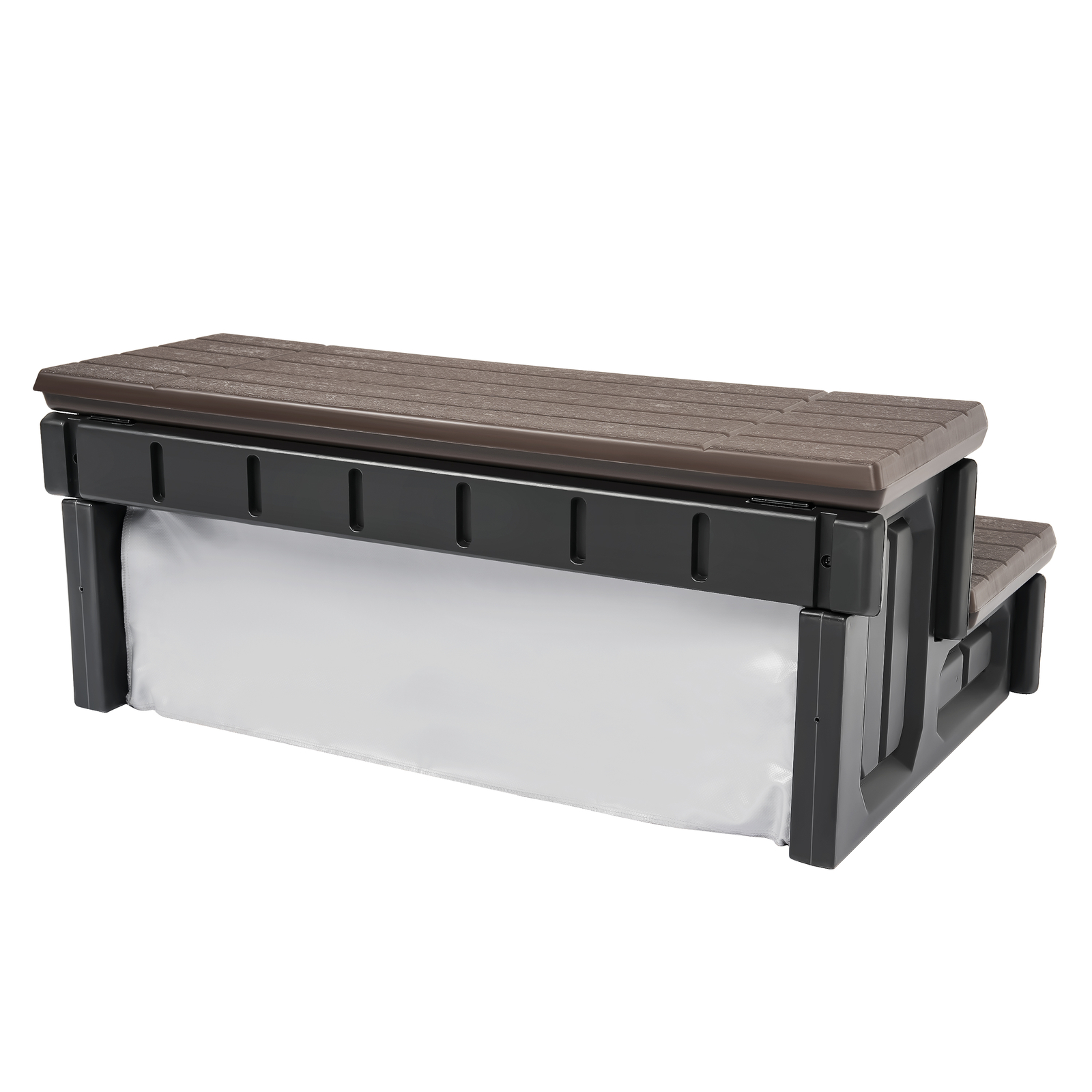 36'' Outdoor Hot Tub Steps with Storage, 2 Stairs Non-Slip Spa Steps Brown+Black