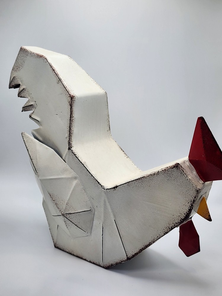 Polygonal Metal Chicken Decor Figure