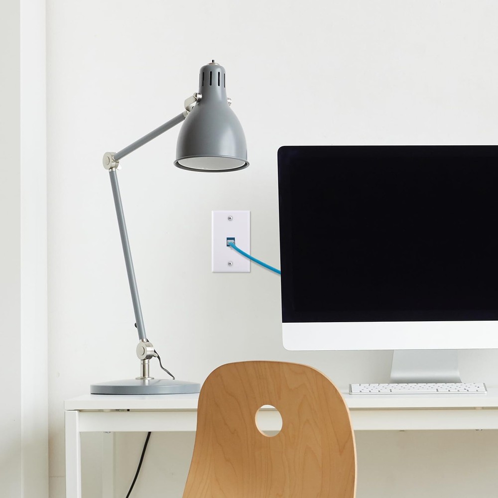 2 Pack Ethernet Wall Plate 1-Port Ethernet Plug in Panel Outlet with Low Volt...