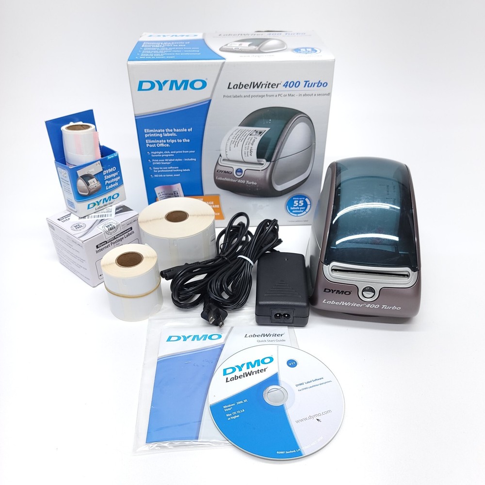 DYMO LabelWriter 400 Turbo Thermal Printer Tested Complete Extra Labels PC Mac