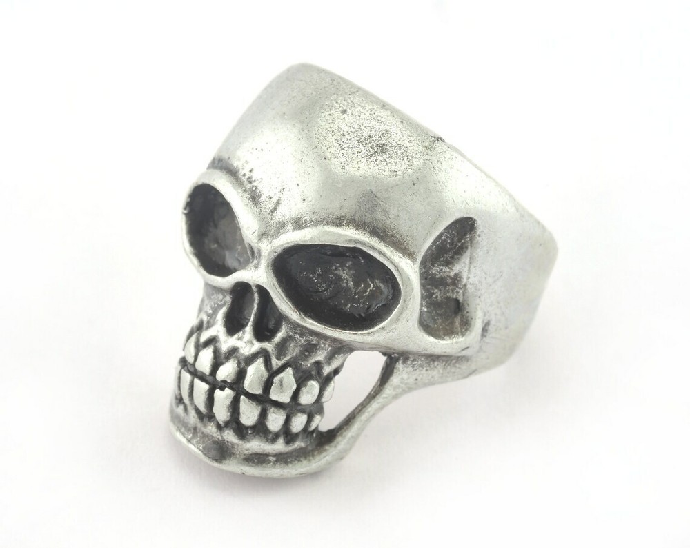 Skull Adjustable Ring Antique Silver Plated Brass (19mm 9US inner size) 3265