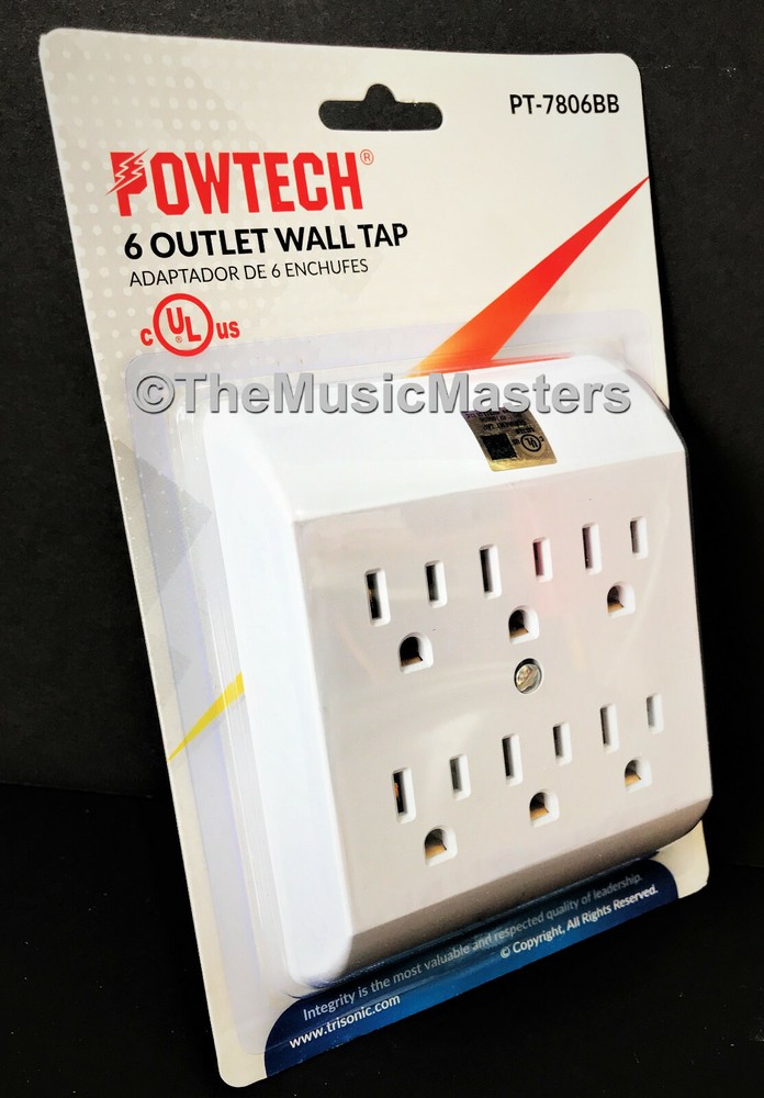 6 Outlet AC Wall Plug Power Splitter Tap 6-Way Electrical Socket Adapter Cover