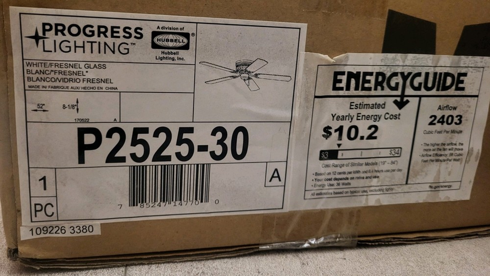 Progress Lighting AirPro Hugger 52 in. Indoor White Ceiling Fan