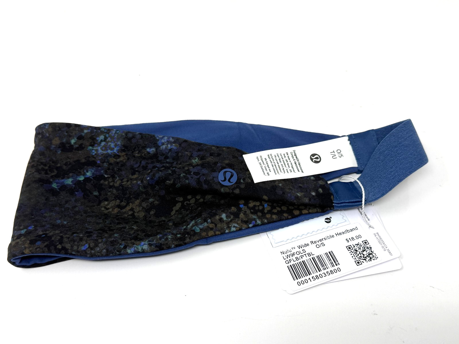 Lululemon Headband Nulu Wide Reversible Blue Print GFLB PTBL  Headband One Size