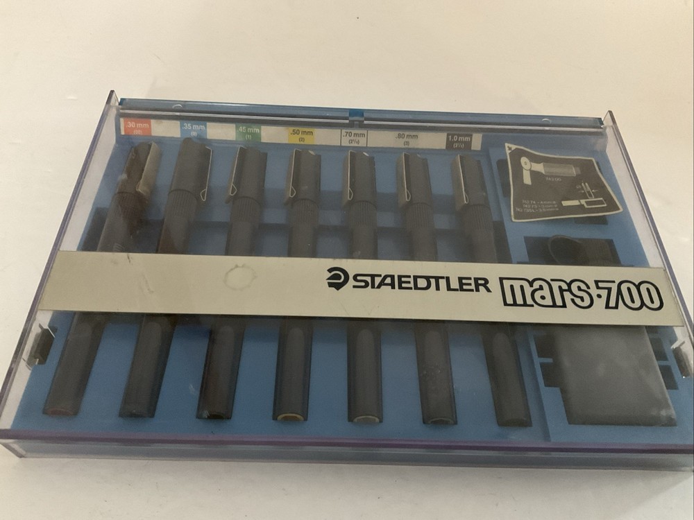 Staedtler Mars Masterbow 9 pc Drafting Set in Original Case + Mars 700 pens