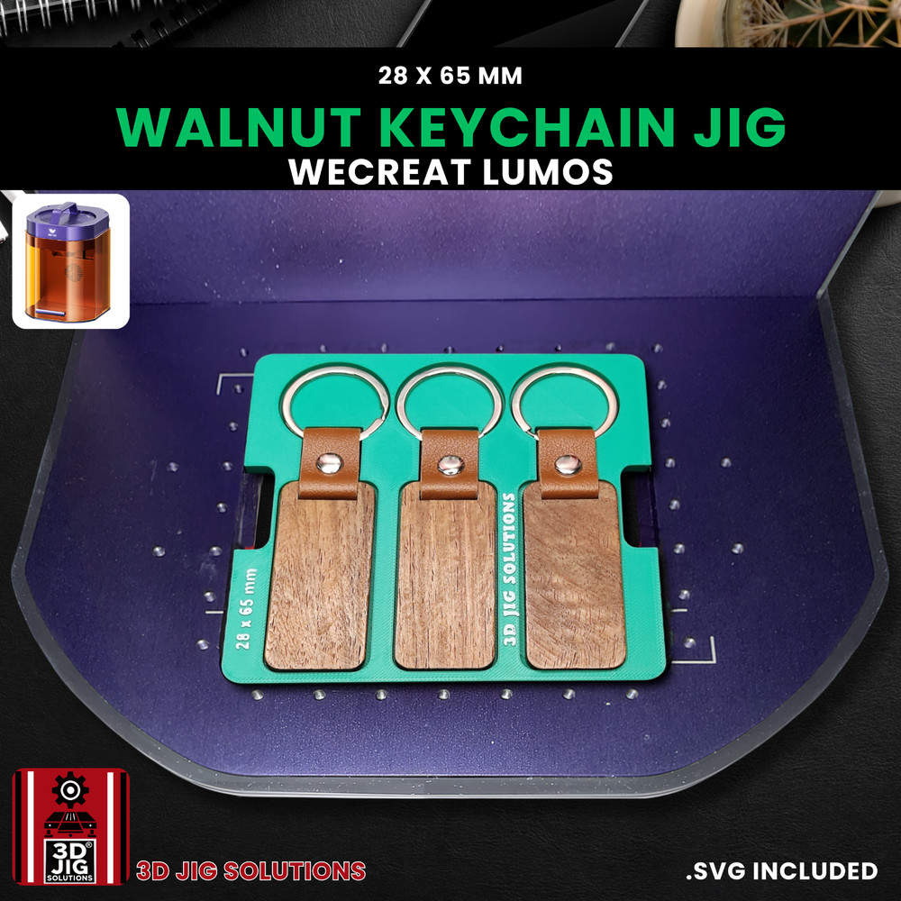 WeCreat Lumos Walnut Rectangle Keychain Jig | Laser Engraving Template