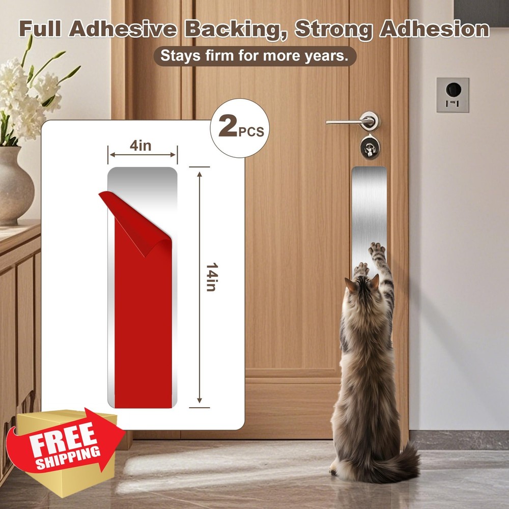2pc 4"x14" Stainless Steel Dog Door Protector Scratch Guard Silver